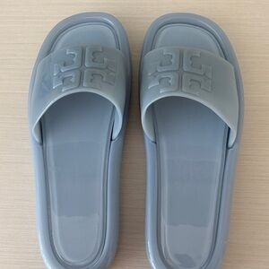 Tory Burch Light Gray Slide Sandals